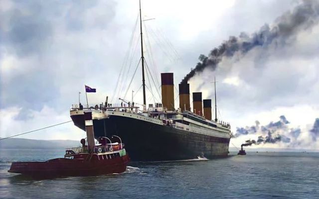 The Titanic, colorized.