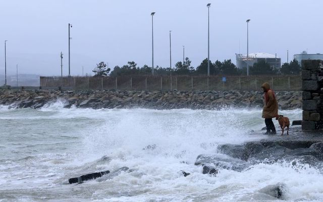 January 23, 2024: Waves at Poolbeg in Dublin as Storm Jocelyn arrives.