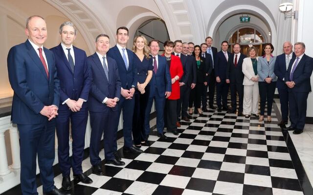 January 23, 2025: Taoiseach Micheal Martin (left) with his Cabinet of Ministers.