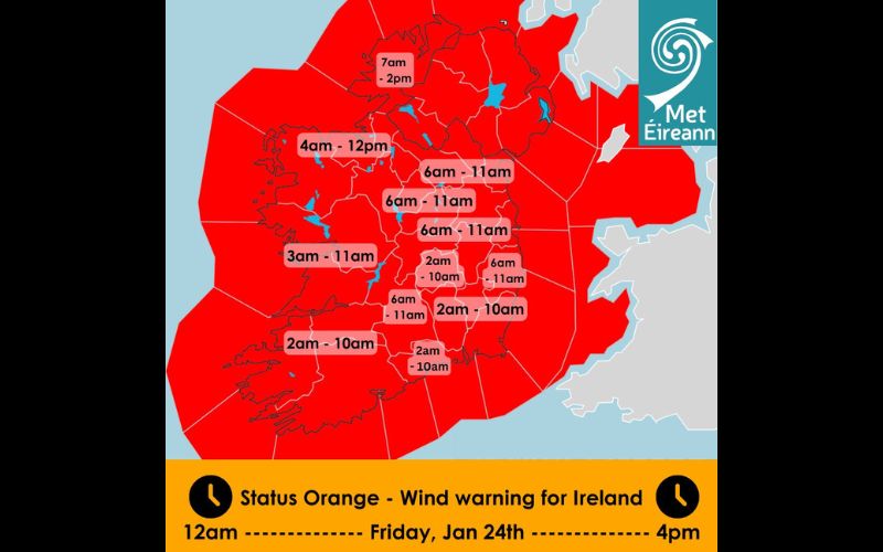 Ireland urged to “shelter in place” as "extremely dangerous" Storm Éowyn takes aim