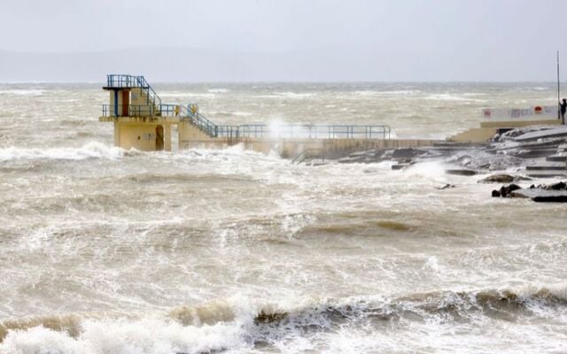 Salthill, Galway, photographed during a storm in 2024.