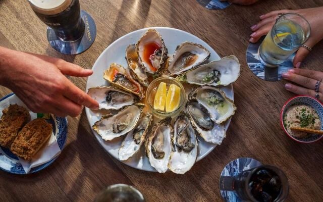 Oysters served up at Nancy\'s Bar, in Ardara, County Donegal.