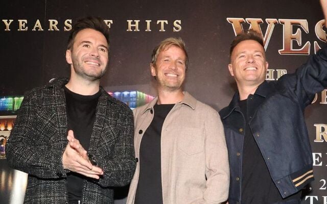 October 17, 2025: Westlife -  Shane Filan, Kian Egan, and Nicky Byrne - announce their 2026 shows at the 3Arena in Dublin