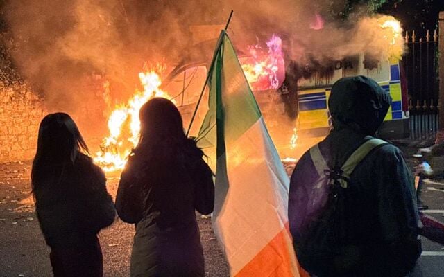 A Garda van set alight on Garter Lane near Citywest.