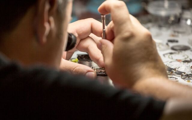 Claddagh Watches watchmaker at work.