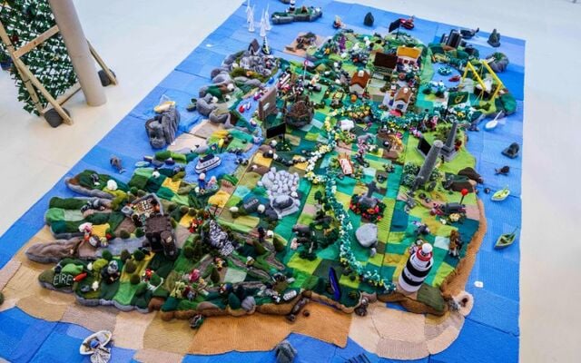 The knitted map of Ireland.