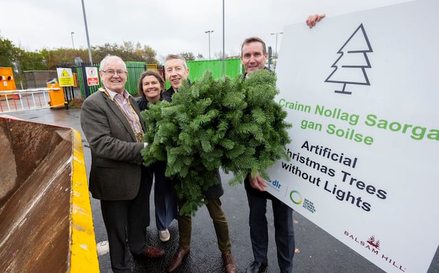 Project reTREE, running from 15 November 2025 to 31 January 2026, is a collaboration between Balsam Hill, Dún Laoghaire–Rathdown County Council, South Dublin County Council, WEEE Ireland, Thorntons Recycling, Panda and local bring-centre teams.