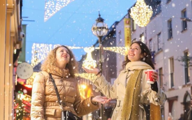 Enjoying the snow on Grafton Street, Dublin, back in 2023.