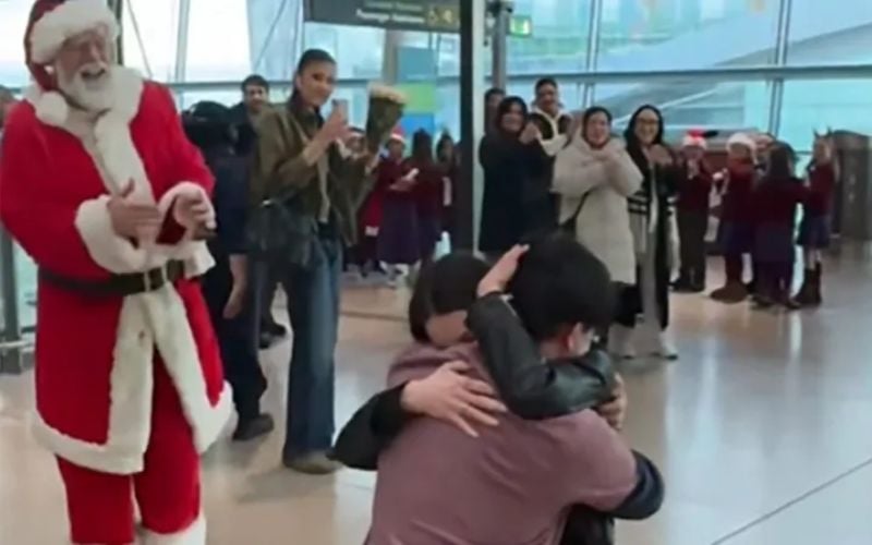 WATCH: Santa stumbles upon adorable proposal at Dublin Airport