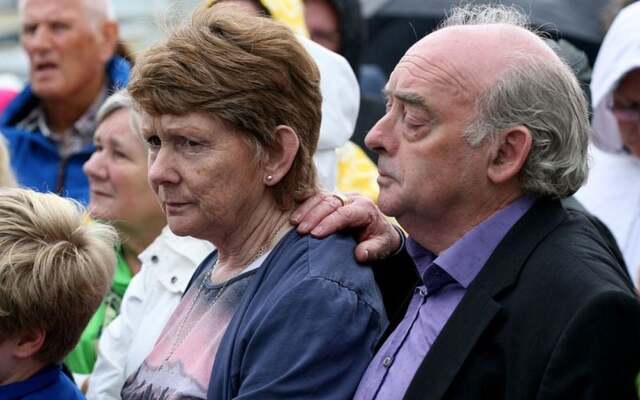 Historian Cartherine Coreless and her husband Aidan at the vigile in Tuam, Galway, in 2018.