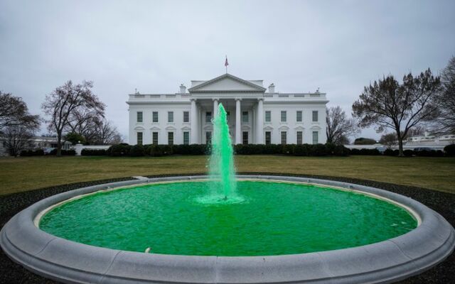 The White House goes green for St. Patrick\'s Day 2021.