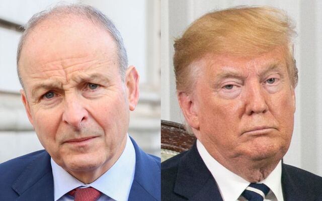 Taoiseach Micheal Martin (L) and US President Donald Trump (R).