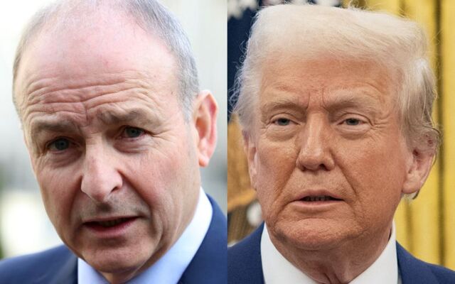 Taoiseach Micheal Martin (L) and President Donald Trump (R).