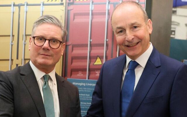 March 5, 2025: British Prime Minister Keir Starmer (L) and Ireland\'s Taoiseach Micheál Martin (R) in Liverpool ahead of the inaugural UK & Ireland Summit. 