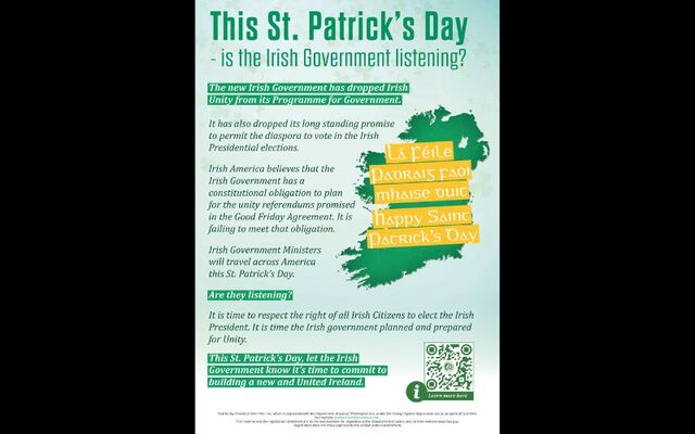 The Friends of Sinn Fein advertisement that was published in the New York Times on March 12/