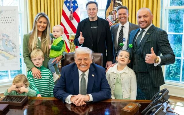 Conor McGregor and his family were photographed with Donald Trump and Elon Musk in the Oval Office of the White House.