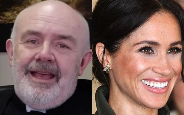 Fr Brendan Kilcoyne (L) and Meghan Markle (R).