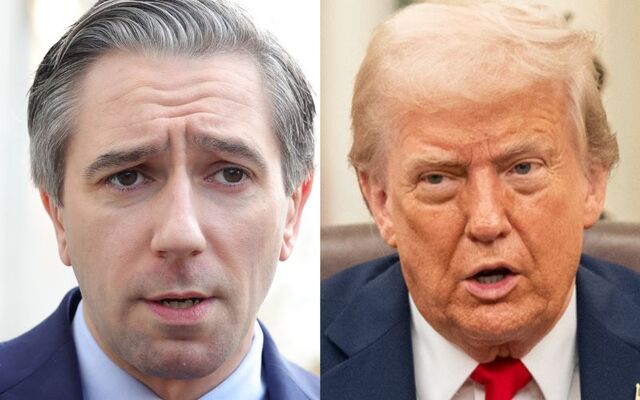 Tánaiste Simon Harris (L) and US President Donald Trump (R).