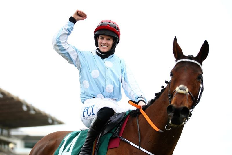 Irish jockey Rachael Blackmore in ambulance after her horse Willy De Houelle suffers fatal fall