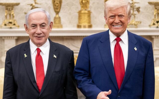 April 7, 2025: Prime Minister of Israel Benjamin Netanyahu (L) and US President Donald Trump in the Oval Office of the White House in Washington, DC.