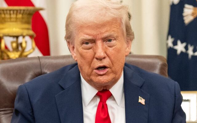 March 31, 2025: US President Donald Trump in the Oval Office of the White House in Washington, DC.
