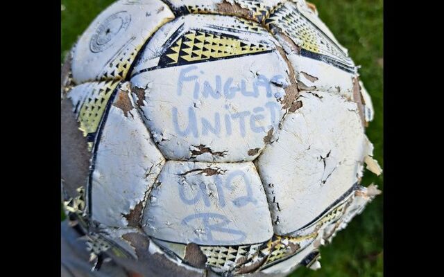 The football belonging to Finglas United Youth FC in Dublin that washed up in Wales.