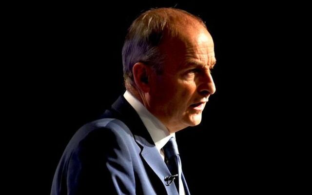 May 6, 2025: Taoiseach Micheál Martin delivers a keynote address at the Global Ireland Summit in Dublin Castle.