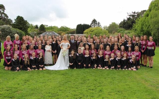 Kathryn Stewart and her 95 bridesmaids in County Down. 