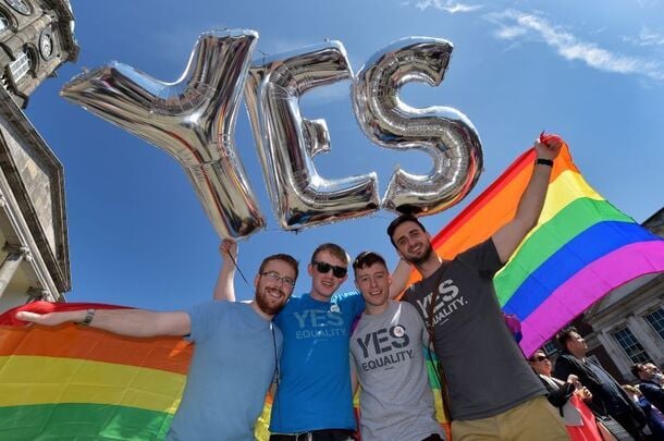 May 23, 2015: Supporters of same-sex marriage celebrate in Dublin as votes in the referendum are counted.