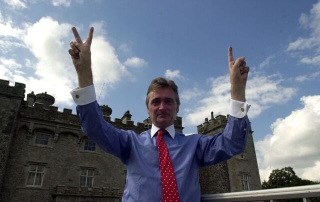 Lord Henry Mount Charles celebrating 21 years of Slane Castle\'s music legacy in 2002.