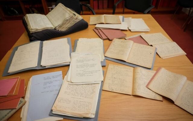 Notebooks preserved in the National Archives of Ireland contain transcriptions made by genealogists and historians of the 19th-century census before it was destroyed by fire in 1922. Also pictured is one of only four surviving volumes of 1821 census returns -- 475 other volumes were lost to the flames.