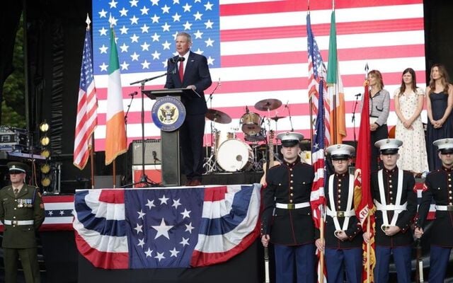 The new US Ambassador to Ireland, Edward S Walsh, speaking at the Embassy\'s 4th of July celebrations for 2025.