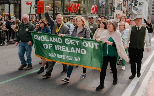 Irish Northern Aid marching with an \"England Get Out of Ireland\" in the New York City Saint Patrick\'s Day Parade.