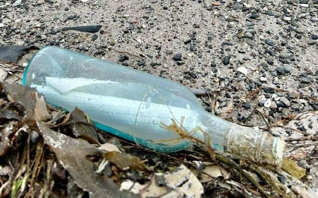 This message in a bottle was found in Co Kerry 12 years after being dropped into the sea in Canada.