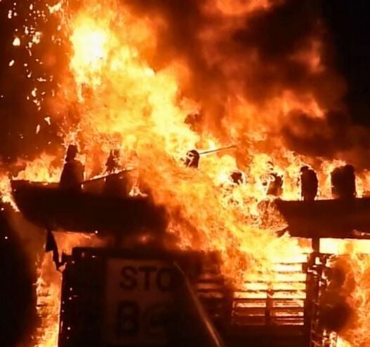 Irish flag and migrant effigies set alight on controversial Moygashel bonfire