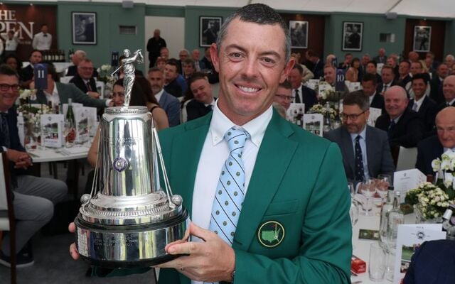 July 15, 2025: Rory McIlroy and his Green Jacket at the Association of Golf Writers\' Annual Dinner at Royal Portrush in McIlroy\'s native Northern Ireland.