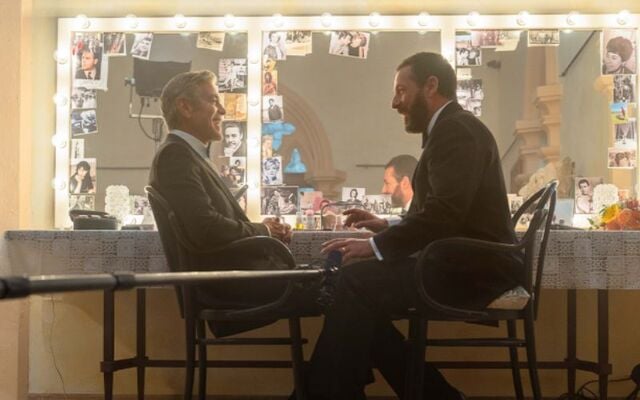George Clooney and Adam Sandler in \"Jay Kelly\".