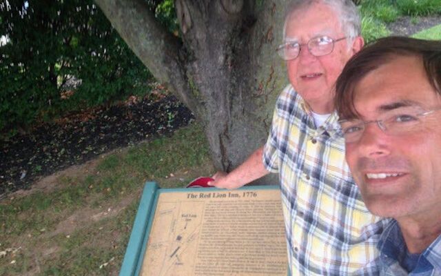 August 2017: Michael Carolan and his father William George Carolan at the site of their ancestors’ first home in the US, circa 1850, in Pennsylvania.