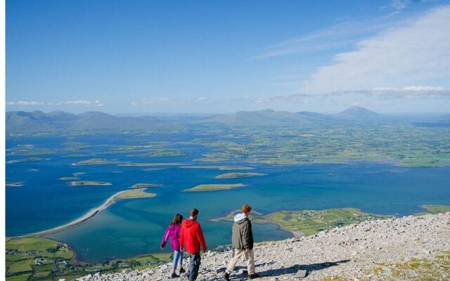 A view of Clew Bay, from the top of Croagh Patrick, in County Mayo.