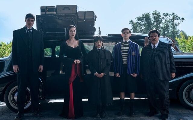 The cast of Netflix\'s \"Wednesday\".