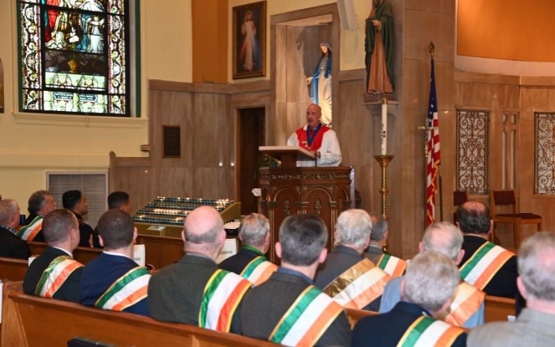 Irish language Mass returns to Woodlawn with Hibernians, Gaelic groups, and community pride