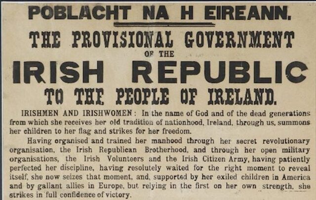 An original copy of the 1916 Proclamation will go under the hammer at Fonzie Mealy Auctioneers in Castlecomer, Co Kilkenny, on October 1 and 2.