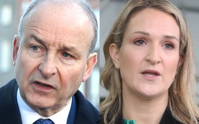 Ireland\'s Taoiseach Micheál Martin (L) and Ireland\'s Minister for Foreign Affairs Helen McEntee.