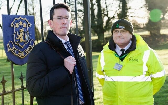 January 15, 2026: Enoch Burke at Wilson\'s Hospital School in Multyfarnham, Co Westmeath, despite a High Court order barring him from the premises.