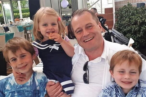 Andrew McGinley with his children - Darragh, Carla and Connor - who were murdered by their mother, Deirdre Morley, six years ago.
