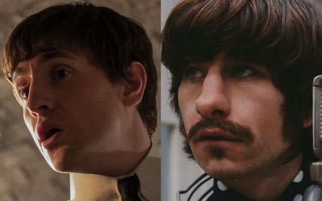 Paul Mescal as Paul McCartney (L) and Barry Keoghan as Ringo Starr (R).