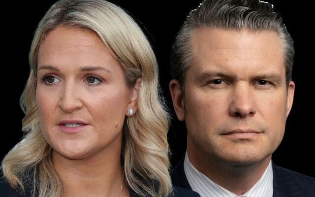Ireland\'s Minister of Foreign Affairs Helen McEntee (L) and US Secretary of War Pete Hegseth.