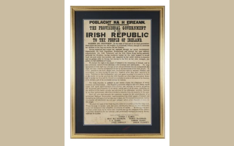 Rare 1916 Proclamation saved by a woman of the Rising goes on display in Boston