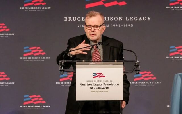 Niall O\'Dowd speaking at the Morrison Legacy Foundation.