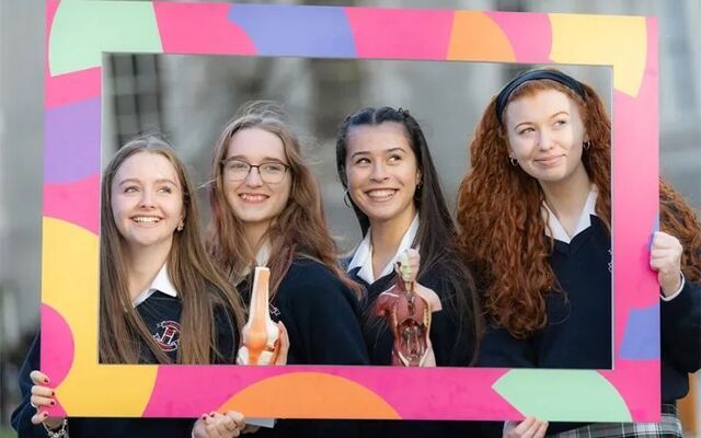 (l-r):Caoimhe Hetherington Sheehy; Emily Nolan; Aoife Gray; and Rebecca McCormack all from St Mary’s Holy Faith School, Killester, Dublin.